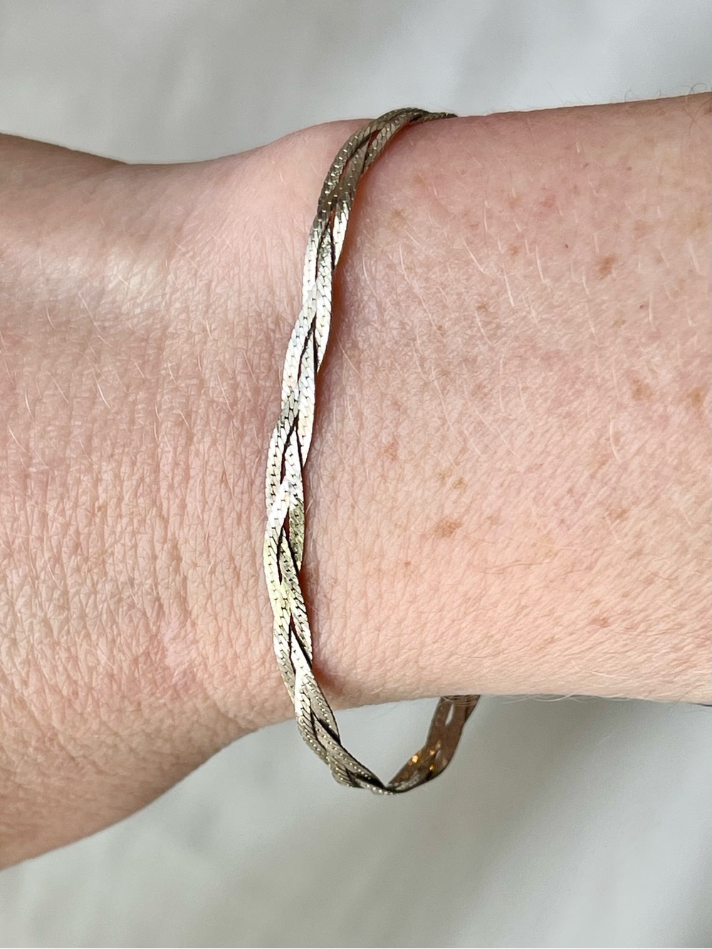 Vintage Sterling Silver Italian Braided Herringbone Bracelet